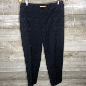 Ellen Tracy blue jacquard floral print dress work career pants